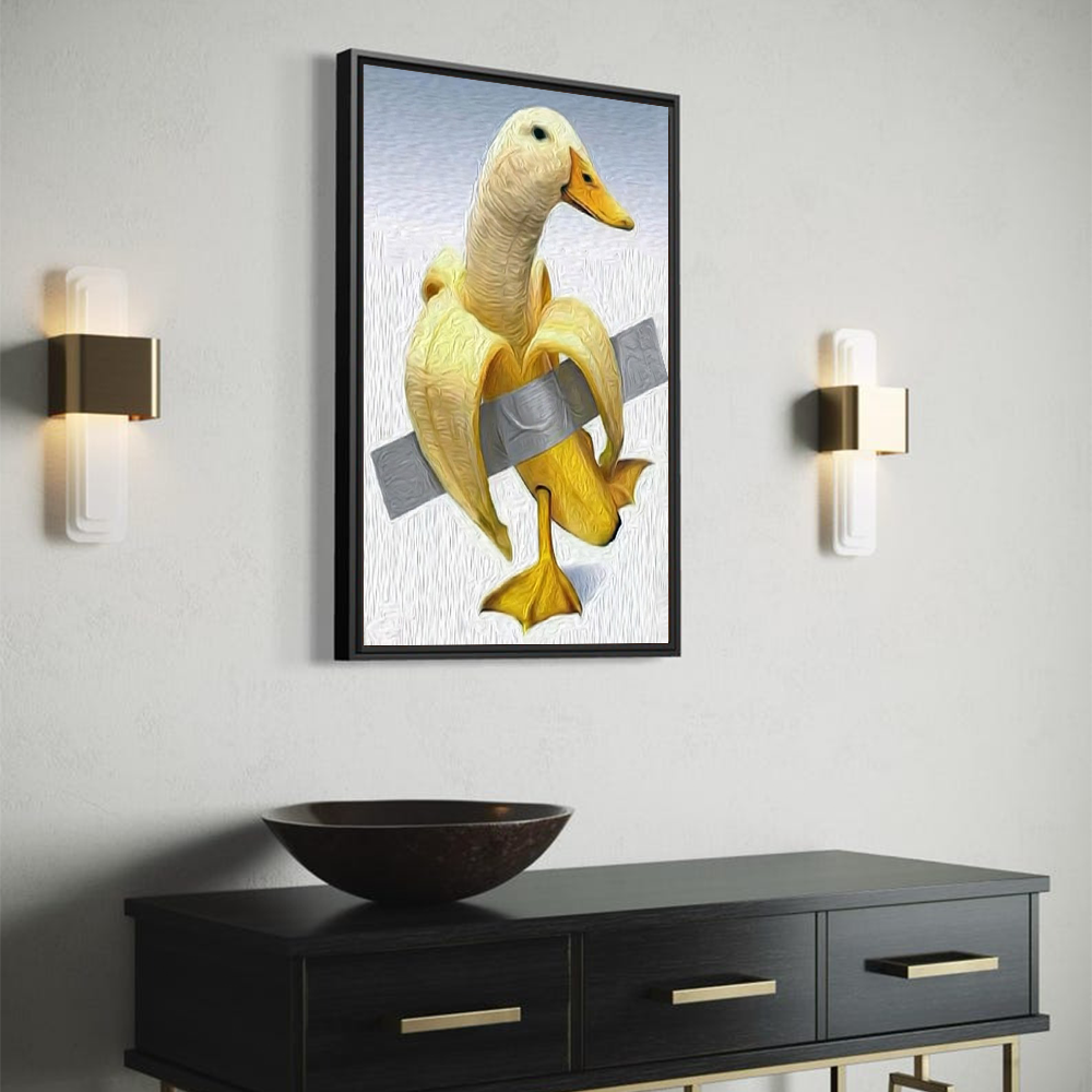 Duck Banana Surreal Canvas Wall Art – Humorous Animal Artwork for Modern Decor