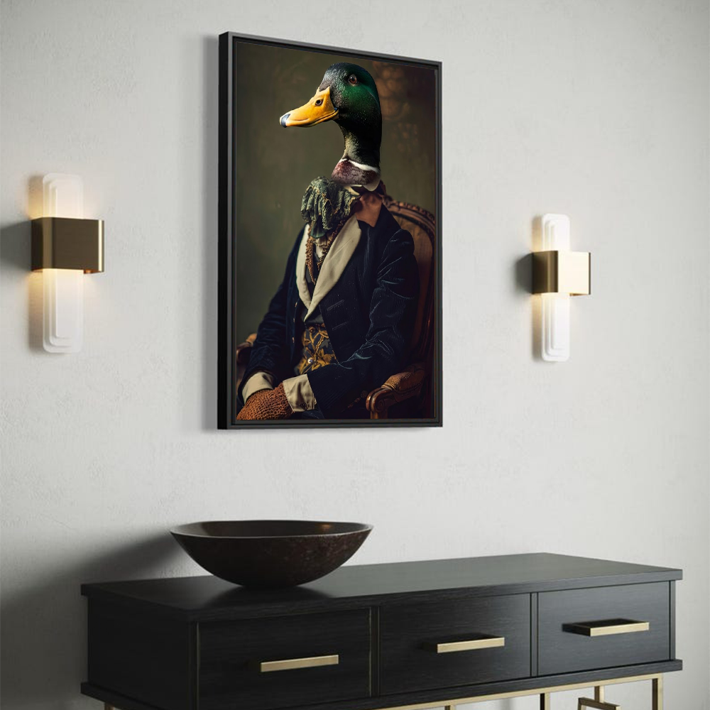 Mallard Duck Victorian Canvas Print – Vintage Animal Art for Home Decor