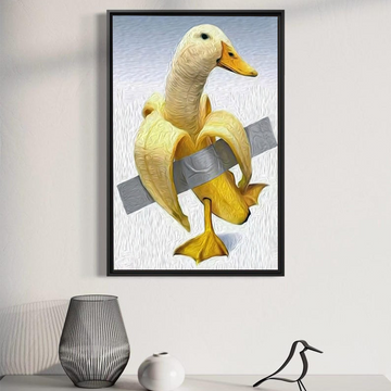Duck Banana Surreal Canvas Wall Art – Humorous Animal Artwork for Modern Decor