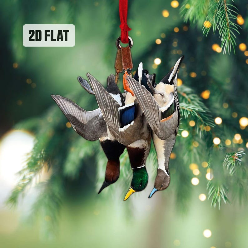 Duck Hunting Flat Ornament – Hunting Rearview Mirror Car Accessory, Christmas Ornament Gift for Dad, Husband & Hunting Lovers