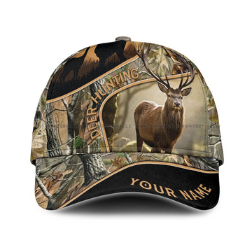 Personalized Deer Hunting Hat – Custom Name Camo Baseball Cap for Men, Hunter Gift USA